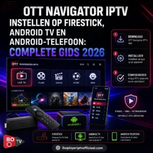 OTT Navigator IPTV instellen op Firestick, Android TV en Android-telefoon met compleet stappenplan voor 2026.
